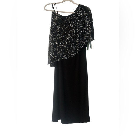 NWT-Elegant Black Dress with Beaded Overlay - Picture 7 of 11